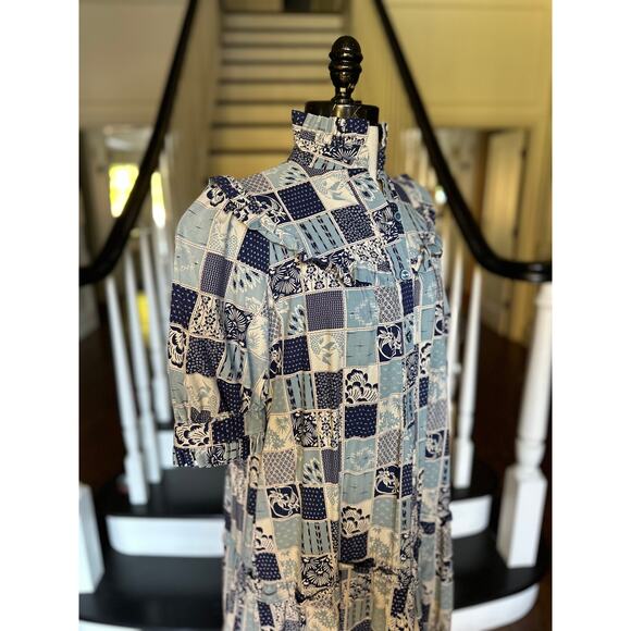 Vintage Boho Hippie Prairie Ruffle Dress Cottage Artsy Anthro Hawaiian Dress - Picture 5 of 12